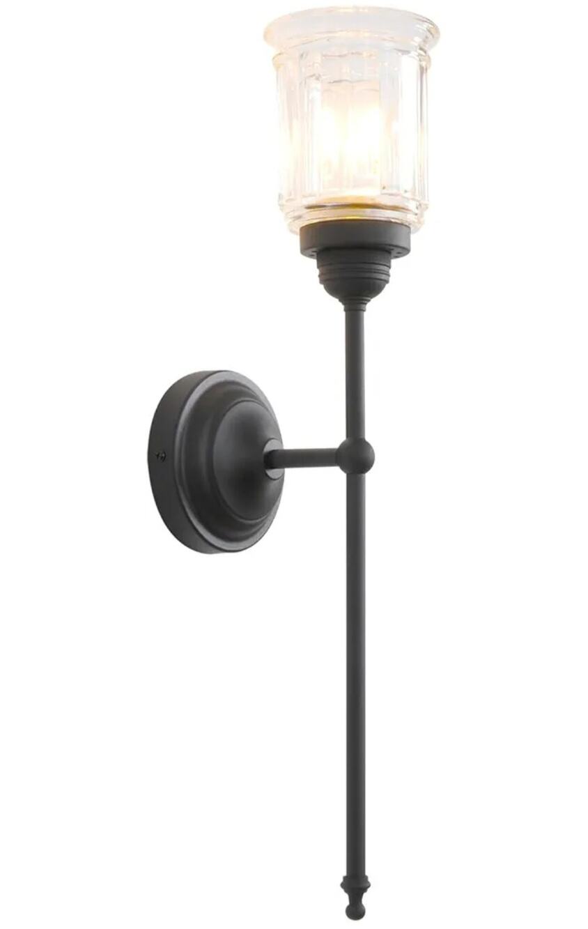 Vintage Style Antique Black Wall Sconce Light Fixture w/ Glass Shade, E26